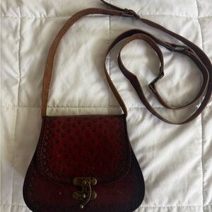 Boho Brown Leather Crossbody Bag handmade in Italy.